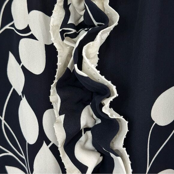 Tory Burch 100% Silk Ruffle Front Floral Sleeveless Blouse Sz 14 - Picture 4 of 6